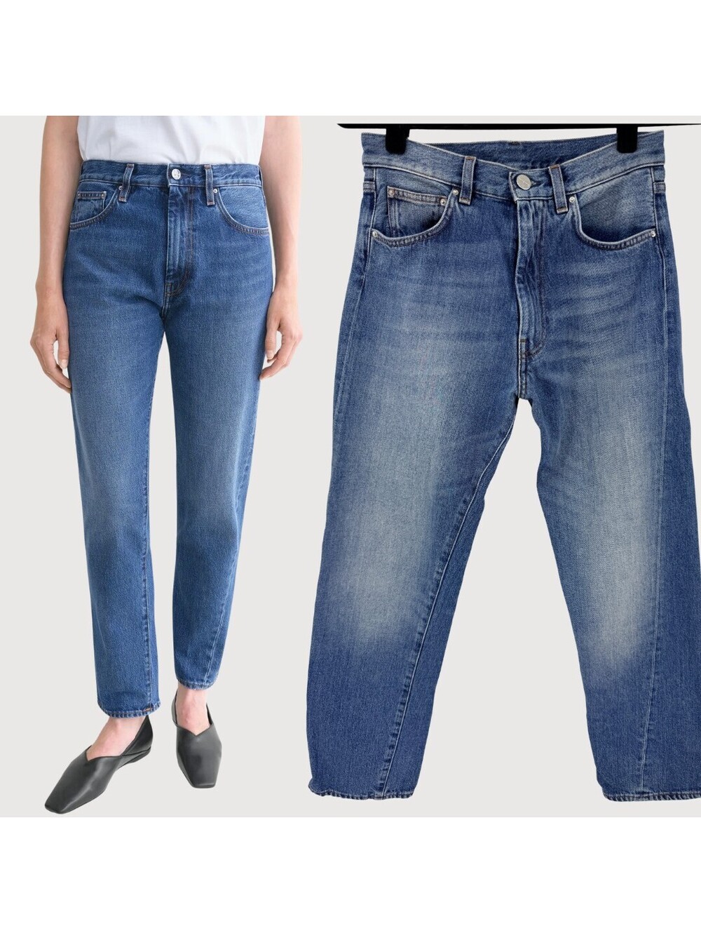 TOTEME Twisted Seam Tapered Ankle Jeans Blue Size 26
